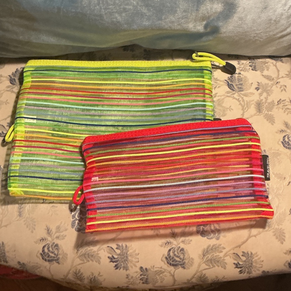 Travelon Vibrant Striped Mesh Cosmetic Bag Set